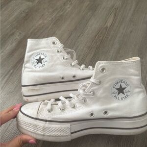 Converse White High Top Platform Chuck Taylor Sneakers